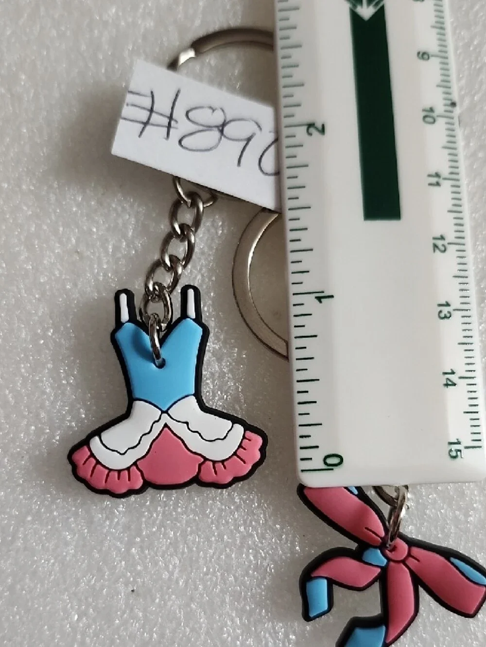 Ballet Dress & Bow Keychain Duo - Pink and Blue